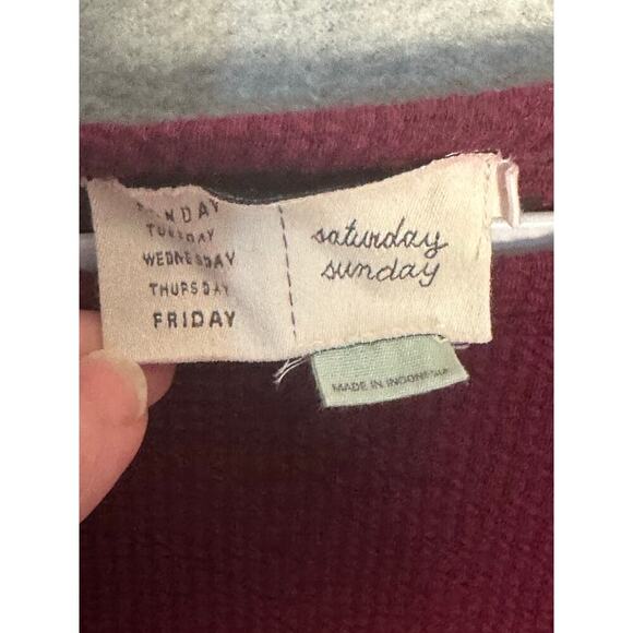 Saturday Sunday Anthropologie Sz S Crochet Knit 3/4 Sleeve Sweater Pom Pom Cuff - Picture 3 of 12